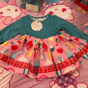 Matilda Jane Teal and Pink Polka Dot Dress